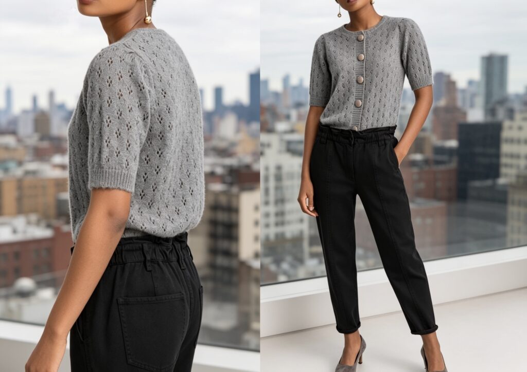 Cropped cardigan knitting pattern back view