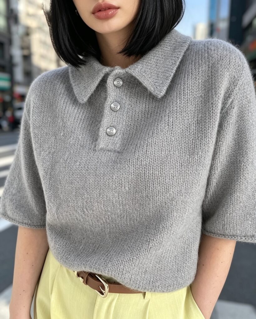 Easy knit top pattern free Maren button-up summer tee short sleeves