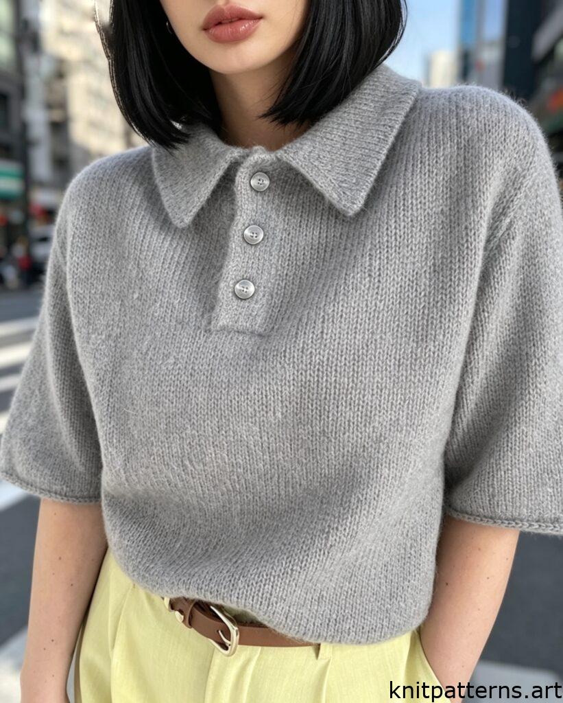 Easy knit top pattern free Maren button-up summer tee short sleeves