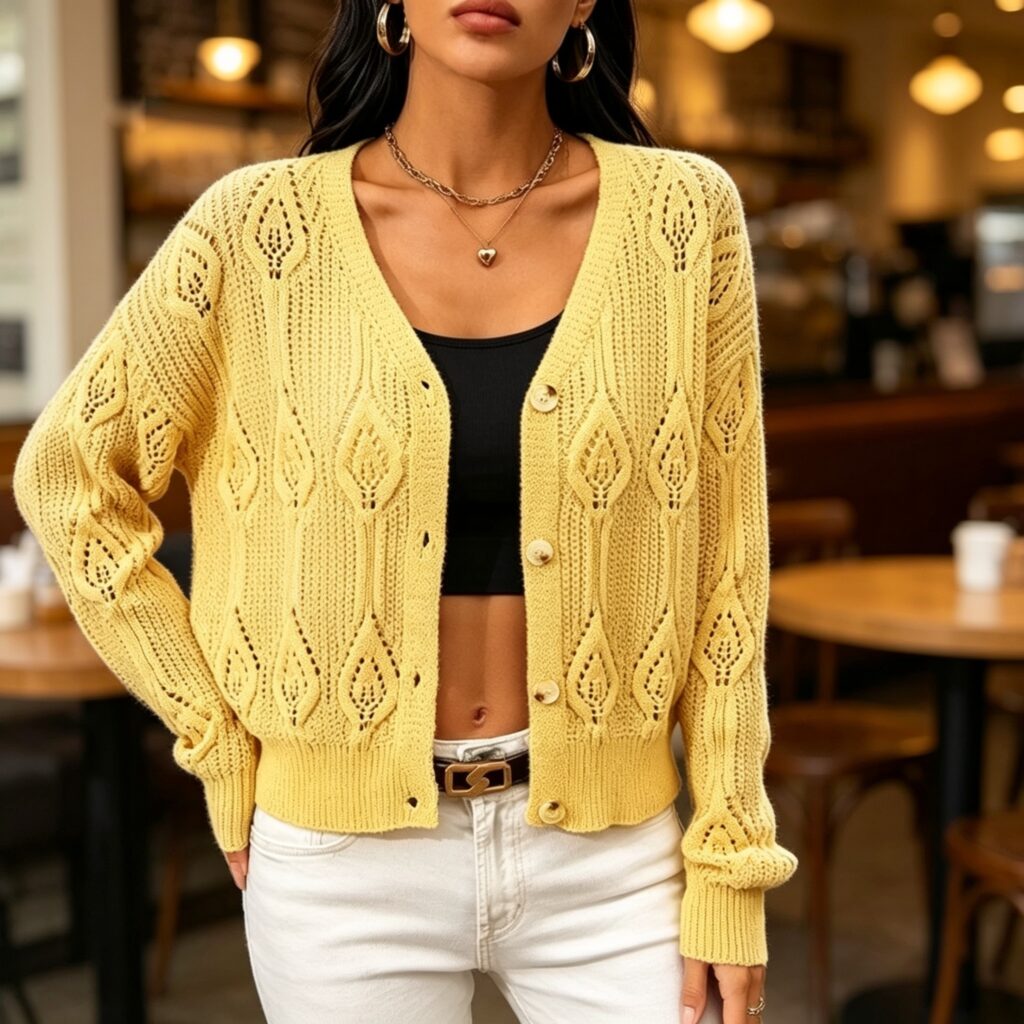 modern-simple lace cardigan knitting pattern free for women