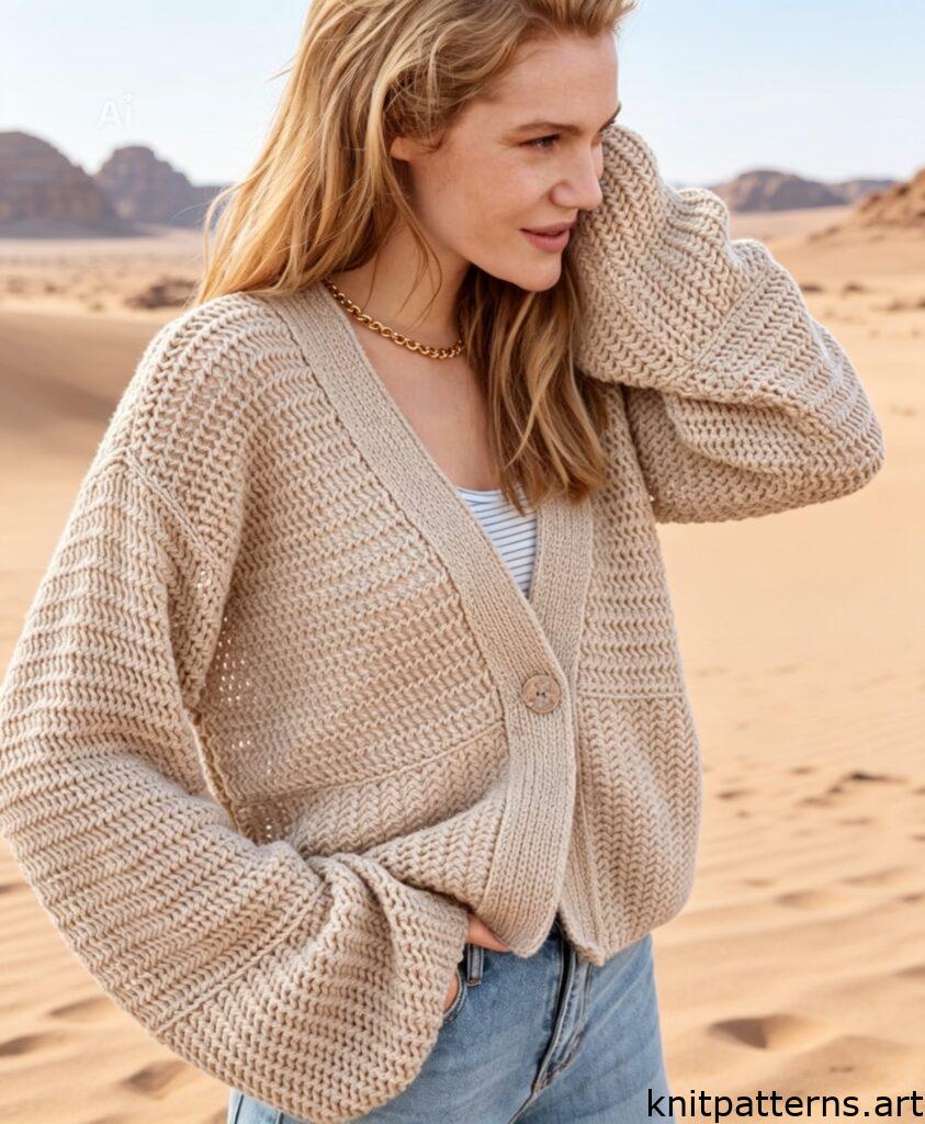 simple cardigan knitting pattern free cardigan back view and texture close up open stitch