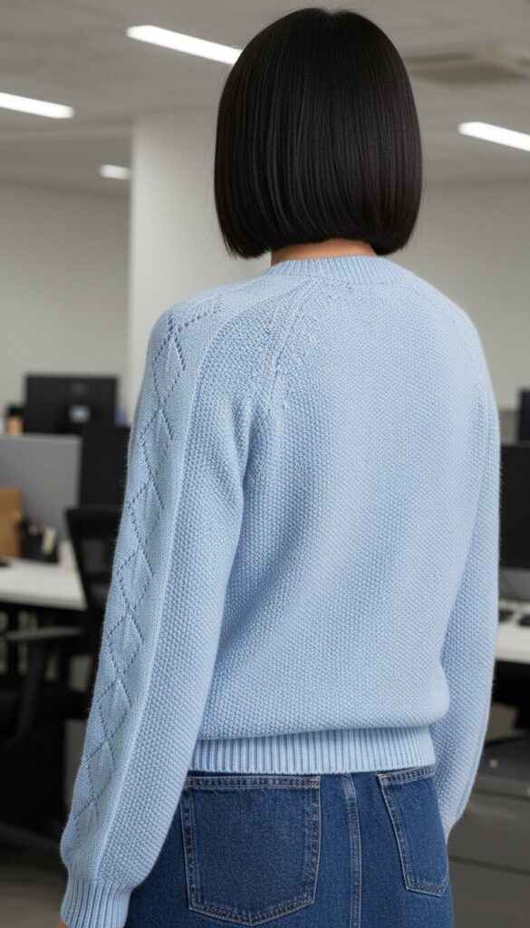 Simple knitted cardigan pattern back view