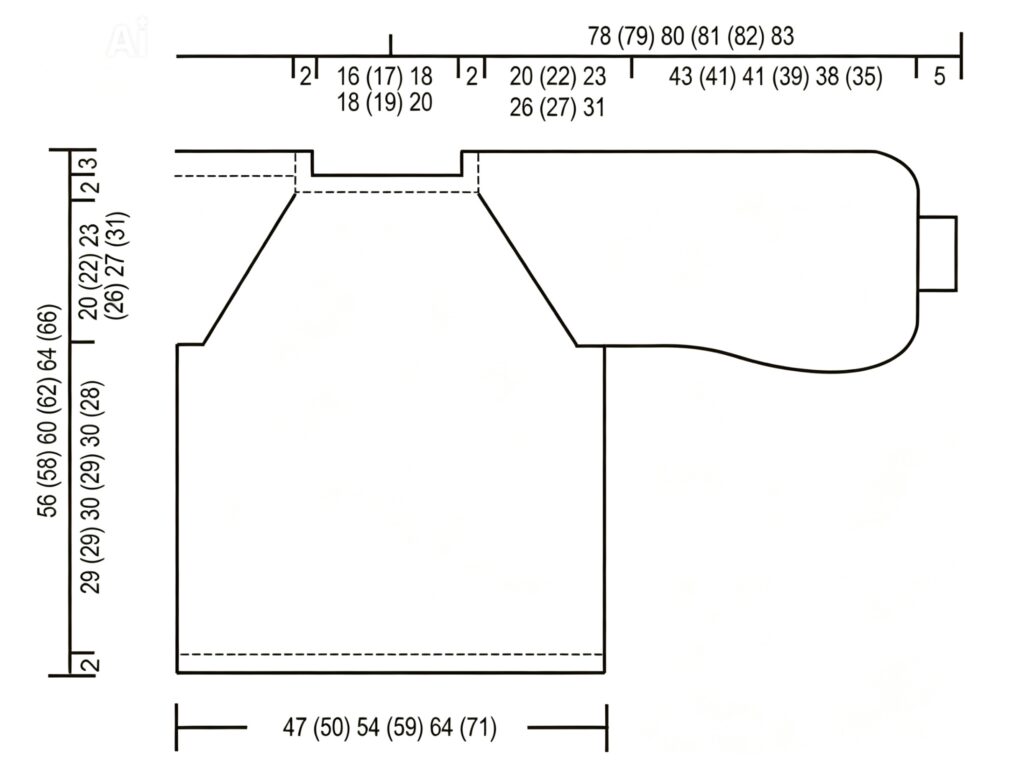 Seamless knitted sweater schematic