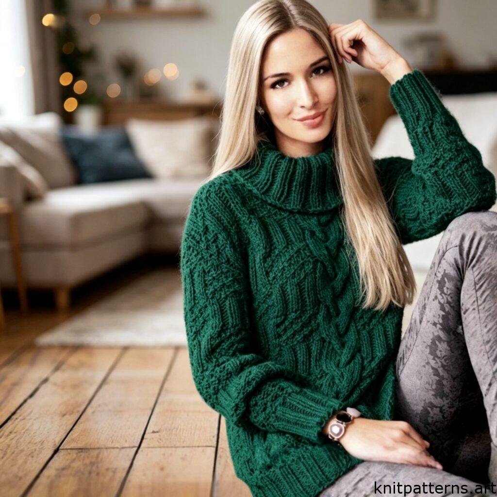 cable knit sweater pattern front view