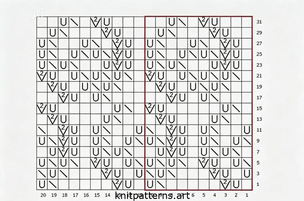 Lace Stitches for Sweaters Knitting chart