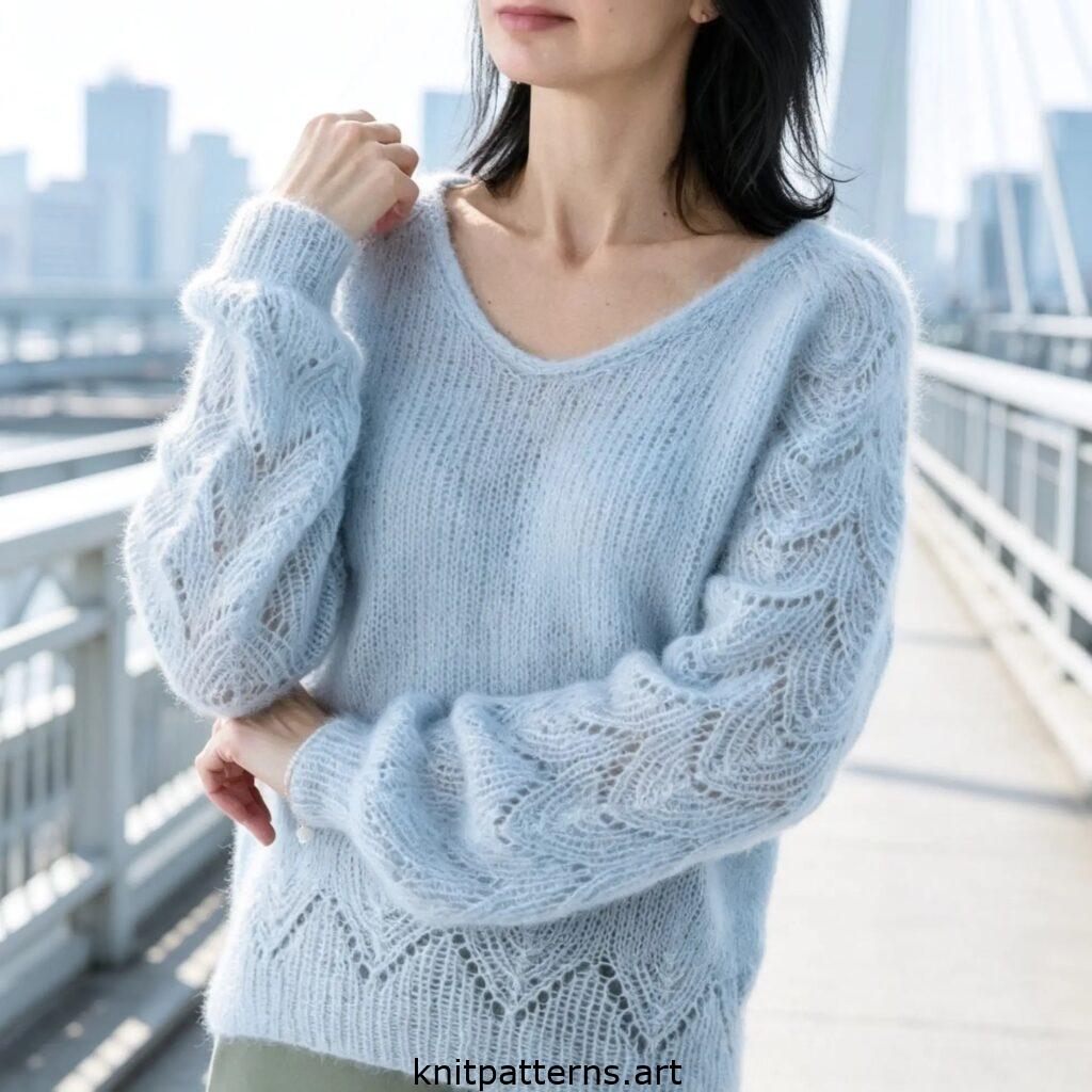 Reversed Lace Raglan sweater pattern
