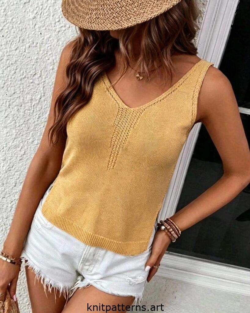 Free knitted V neck top pattern