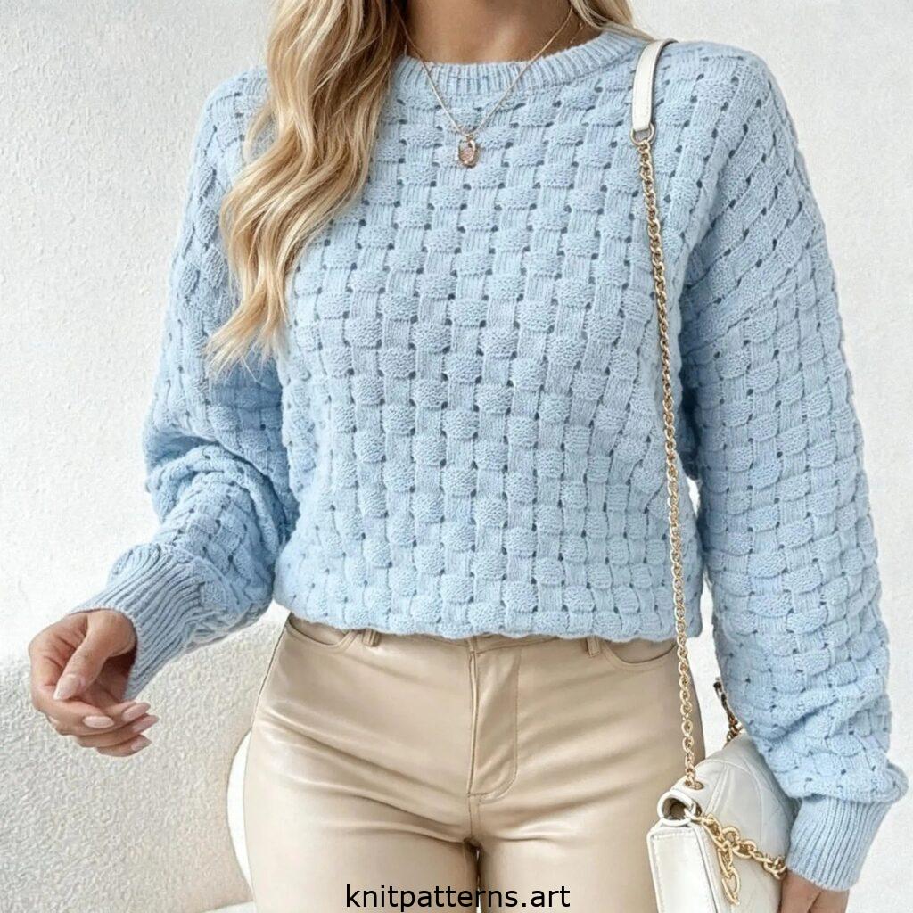 Free openwork knit sweater pattern for women