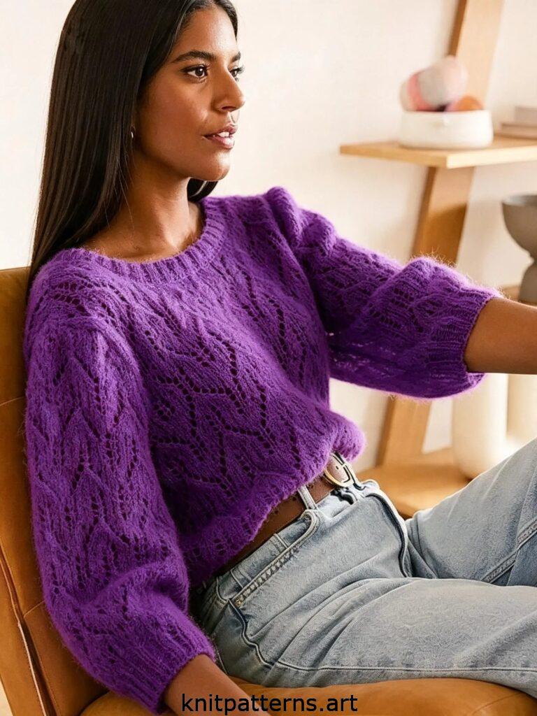 Horizontal zigzag lace knitting pattern