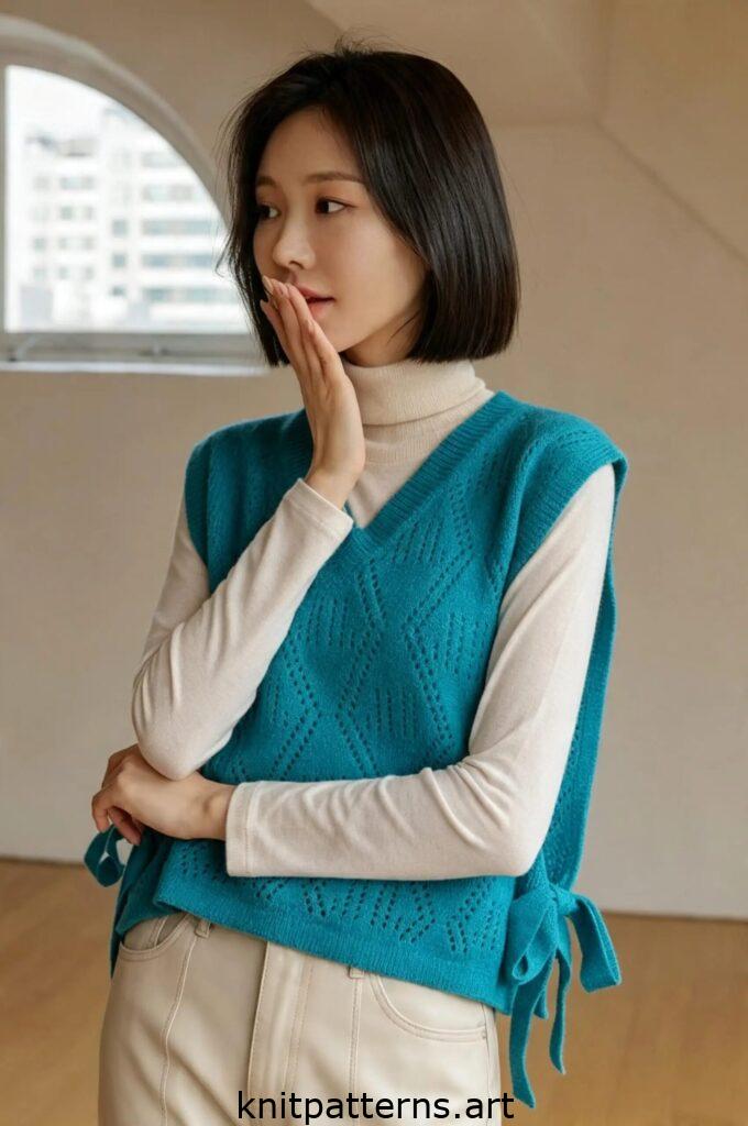 Lace knit vest