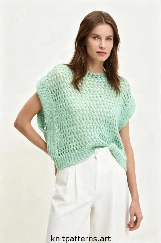 Simple knit mesh vest free pattern