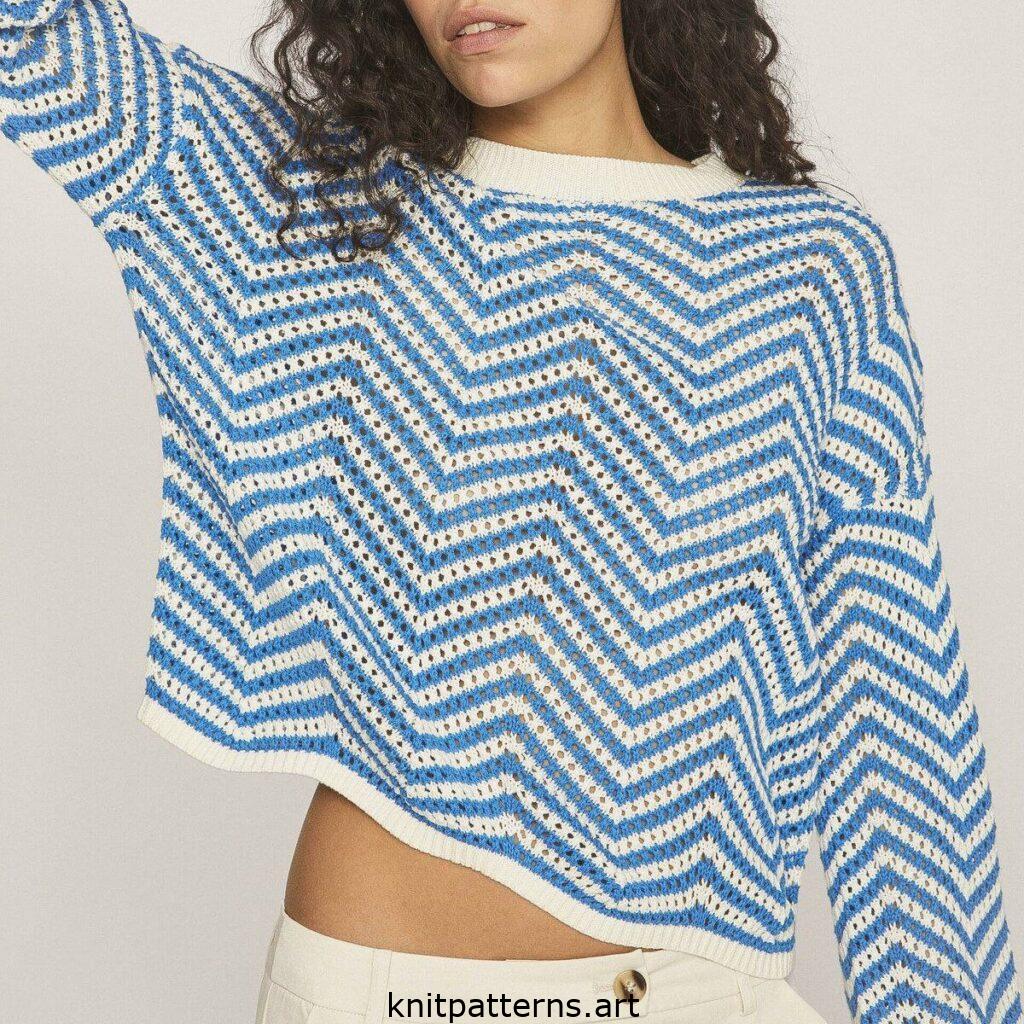 Zigzag Openwork Knit Pullover Pattern