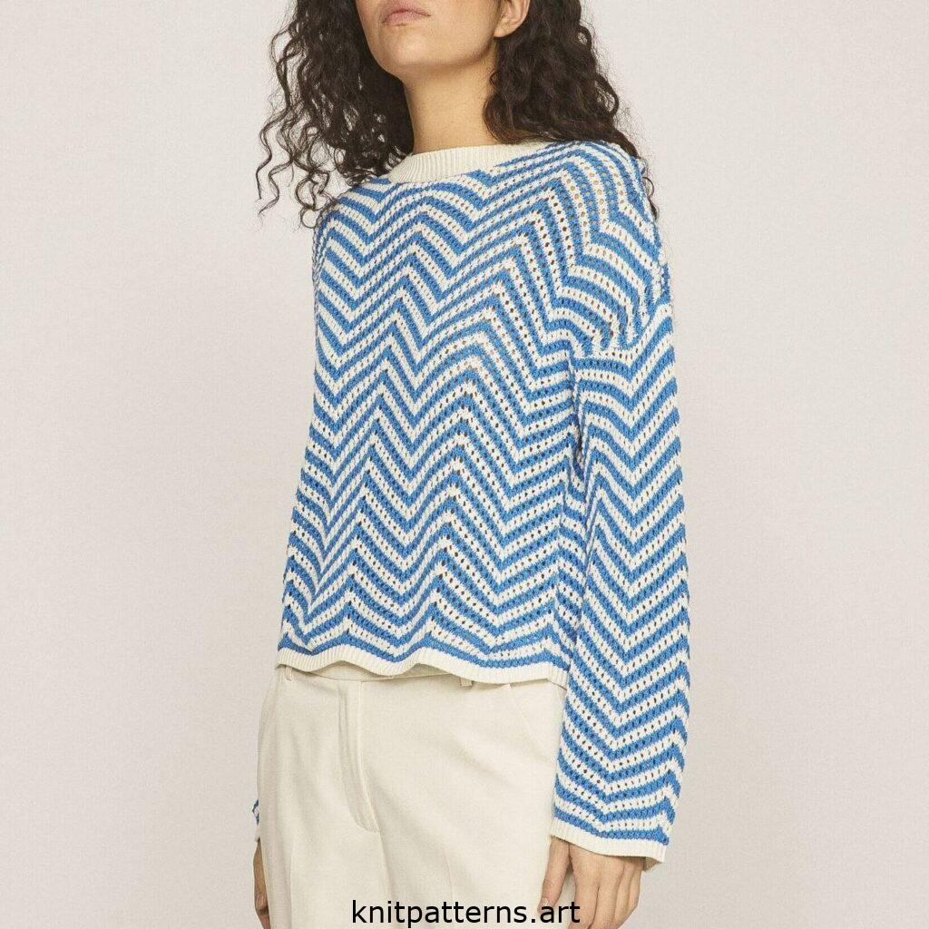 Zigzag Openwork Knit Pullover Pattern free