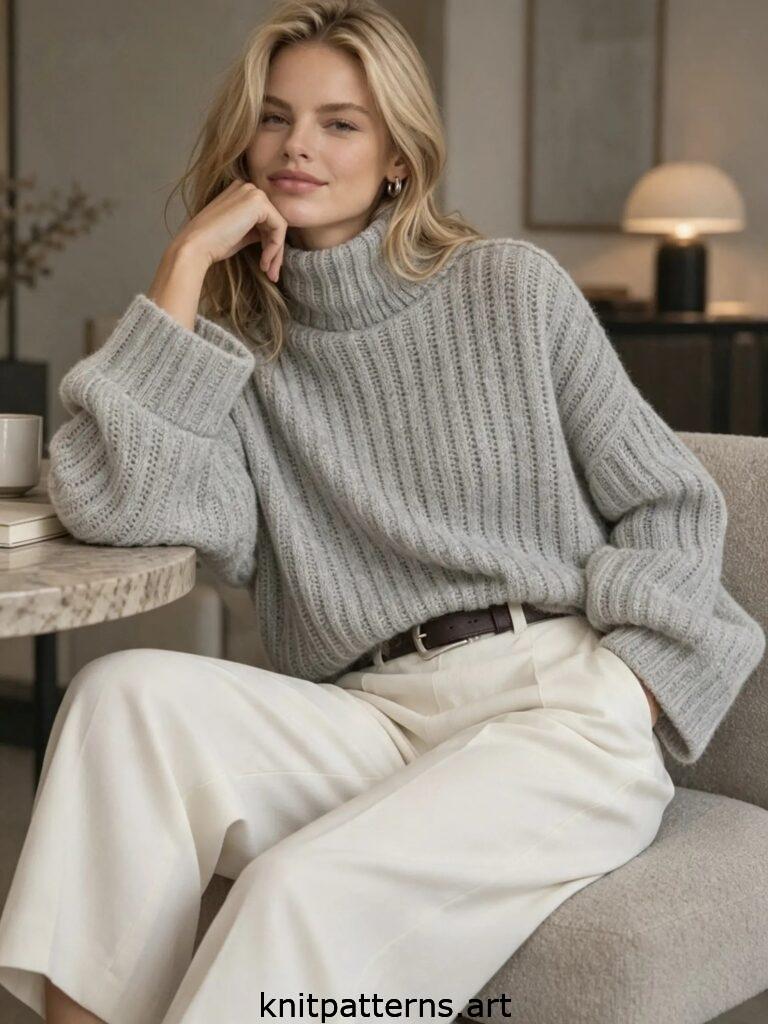 Free cozy lace panel sweater